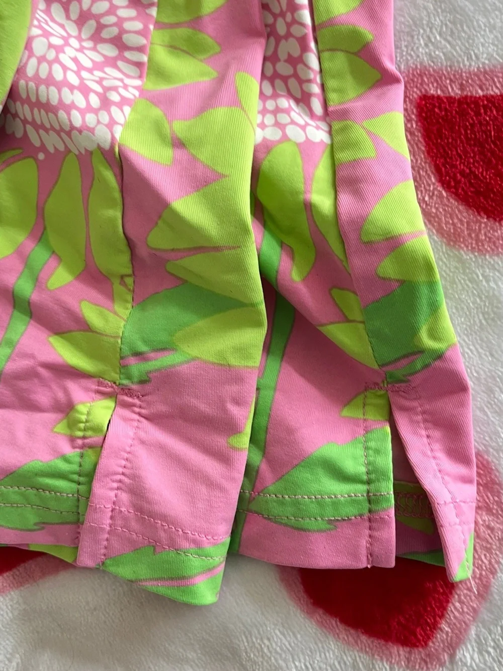 Lilly Pulitzer Pink and Lime Floral Halter Tankini, Skirt with Matching Hat Set